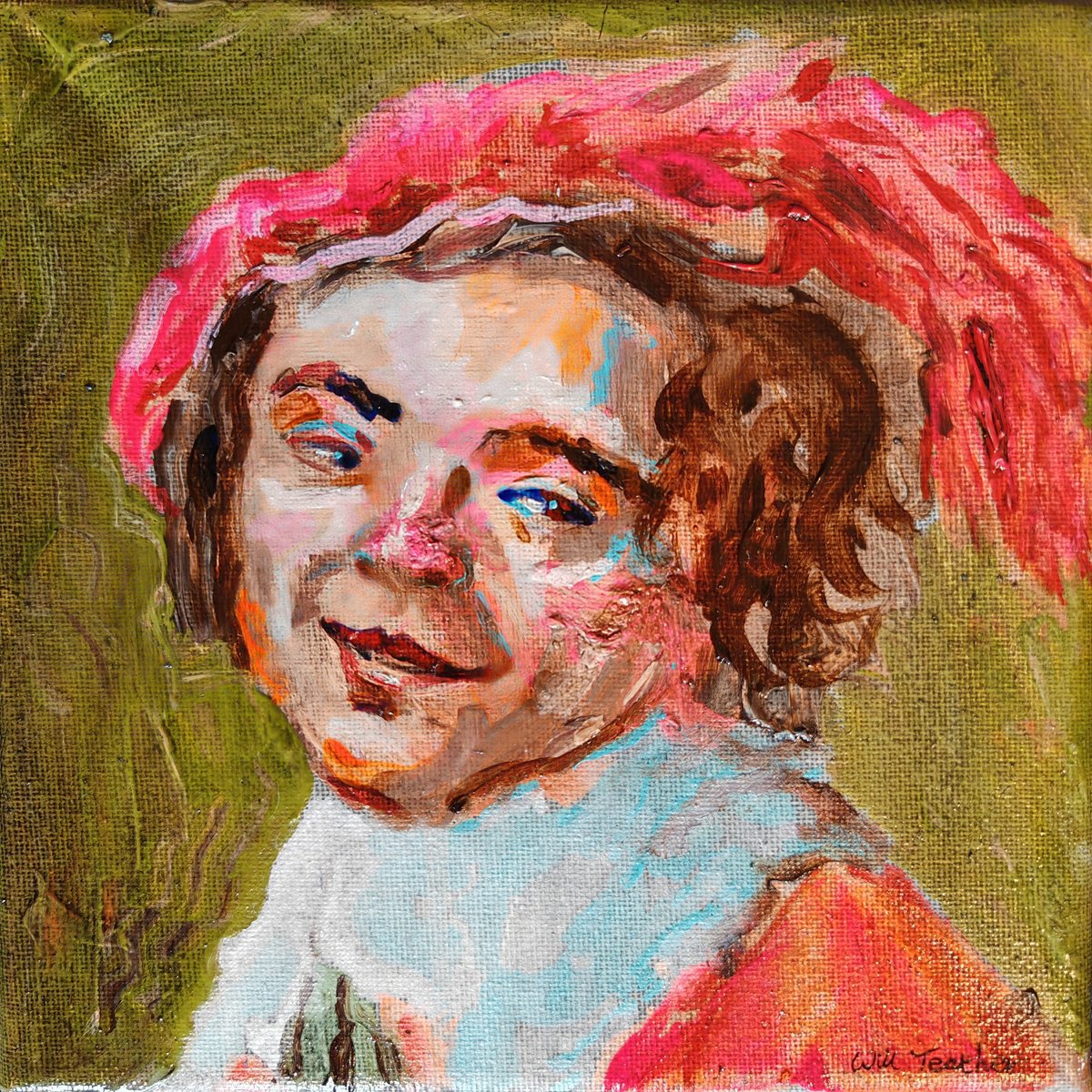 Impressionistic Portrait Painting By Will Teather, 8 X 8", The Concert 2 (After Lester), Original Artwork