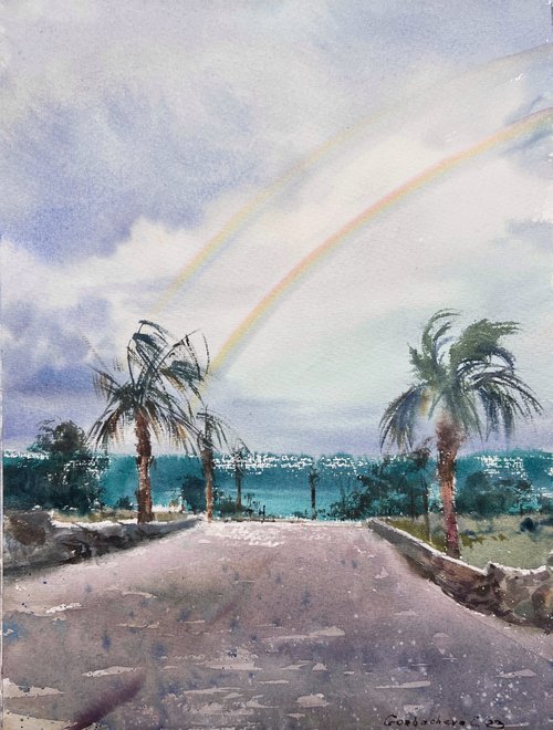 Rainbow over the sea #2 by Eugenia Gorbacheva