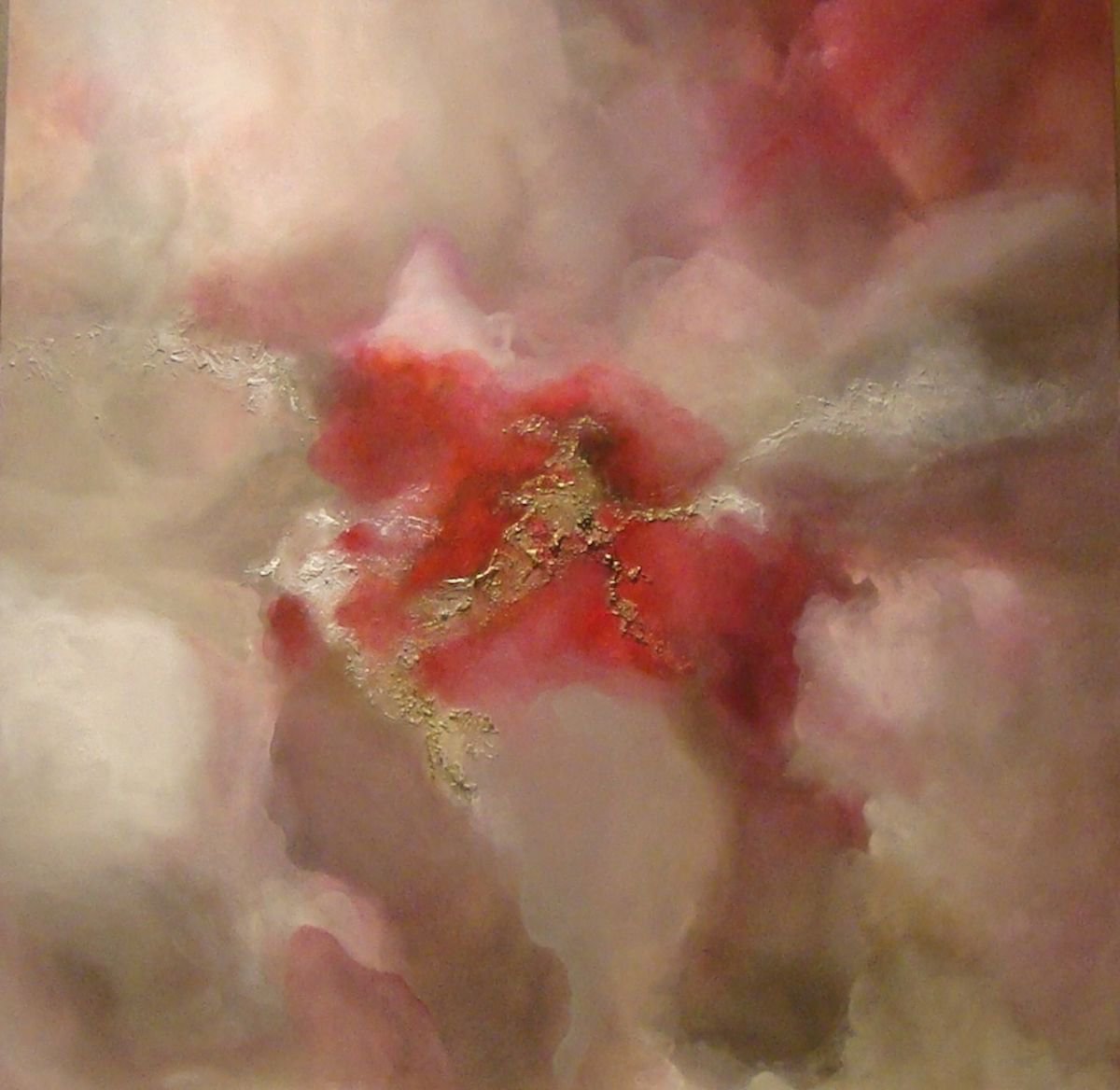 Desire Abstract paintings Large paintings 36x36in. Pink paintings Red paintings by Tamara Bettencourt