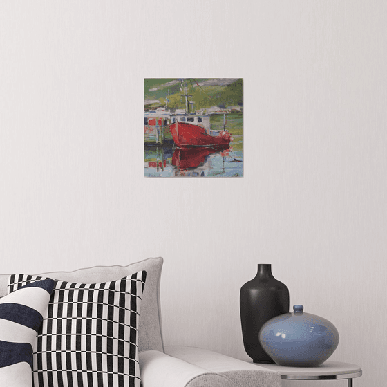 Red boat , plein air