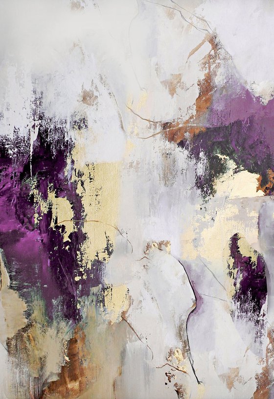 "Pink Flow 2" Purple gold abstract art