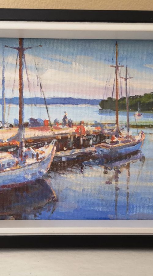 Moored boats (5x7x0.1'') (framed 9x7x1") by Alexander Koltakov