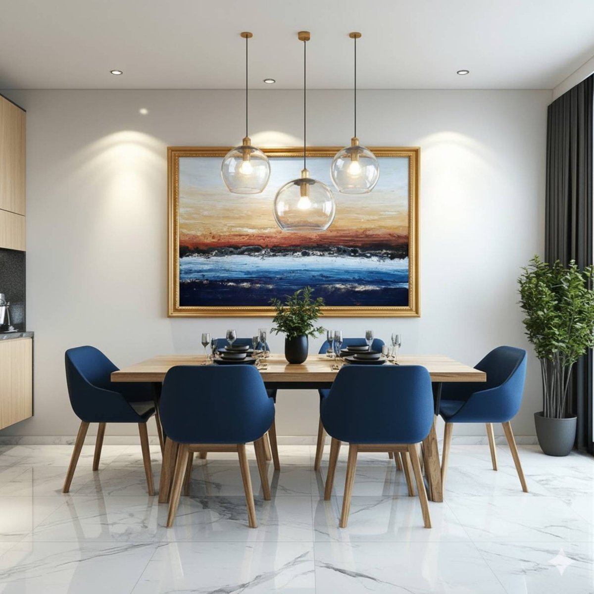 Abstract Acrylic Painting By Eleni Denart, 59 X 39, Golden Hour, Original Artwork