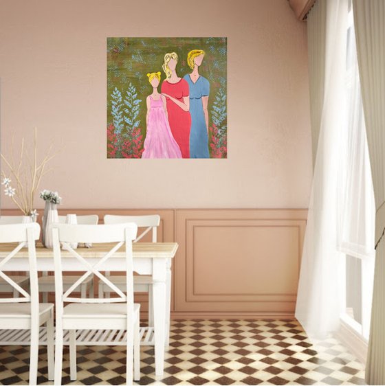 Grandmothe Mother Daughter original Painting