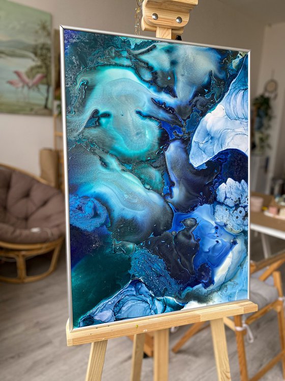 Ocean Ink Abstract Painting