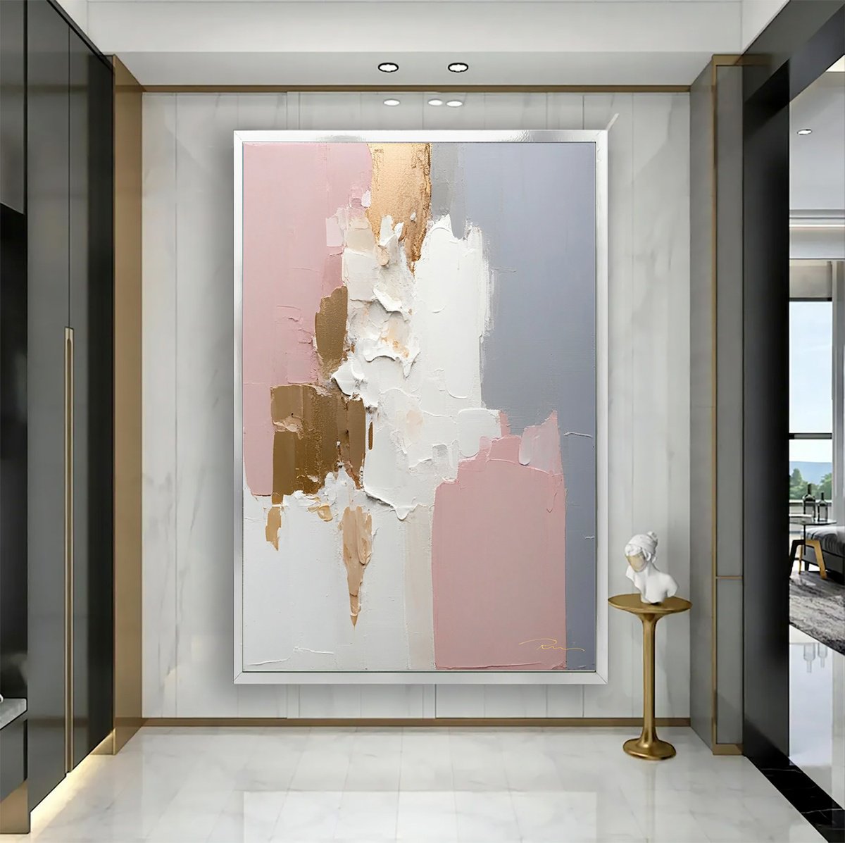 Pink, Gray, Gold By Indie Ru, 57 X 81, Artwork For Sale On Artfinder