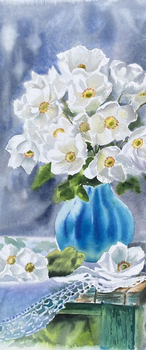 Bouquet of white flowers, original by Natalia Butenko