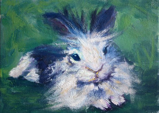 Purple rabbit... - Animal portrait /  ORIGINAL PAINTING