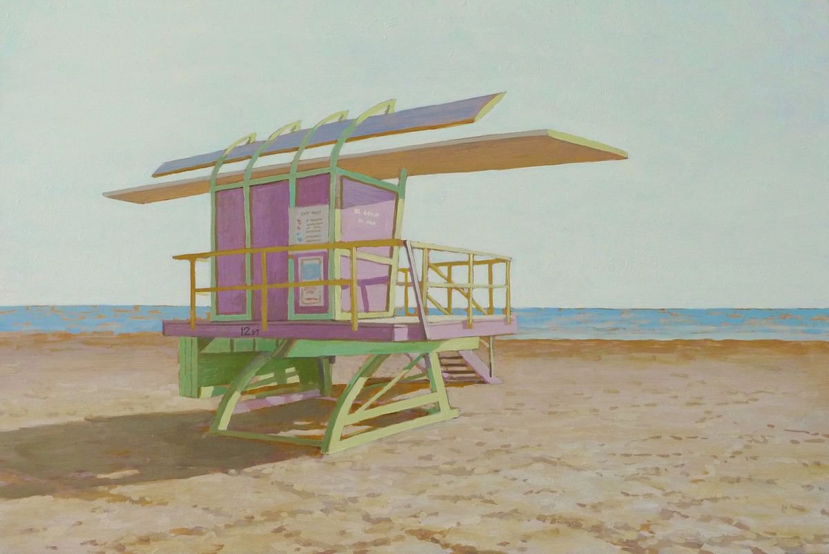 Photorealistic Landscape Oil Painting By Sergej Sologub, 24 X 16", Miami . Strand Metamorphosen 4., Original Artwork