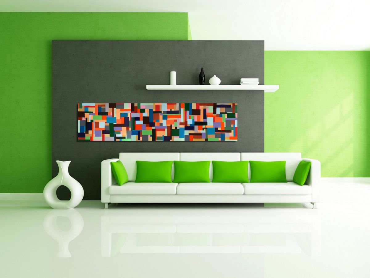 Playful Rectangles _ Large Abstract_150x70cm (59x27.5) by Celine Baliguian