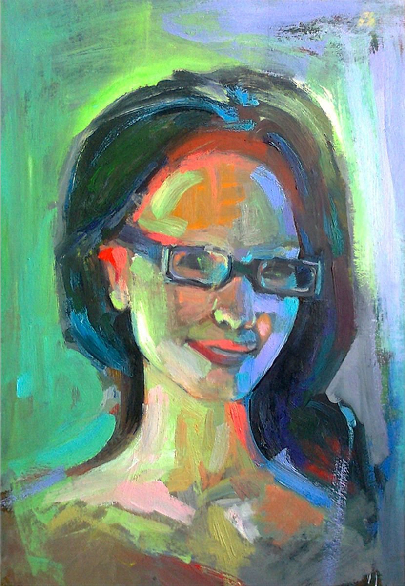 Impressionistic Portrait Oil Painting By Kamsar Ohanyan, 11 X 16", Girl Portrait, Original Artwork
