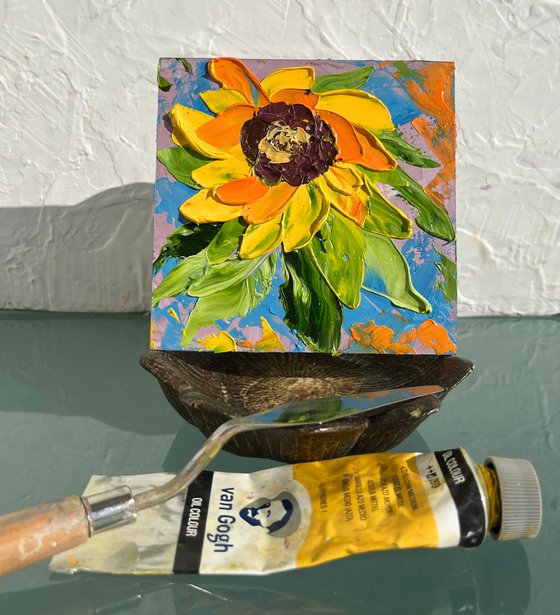 Sunflower oil impasto painting