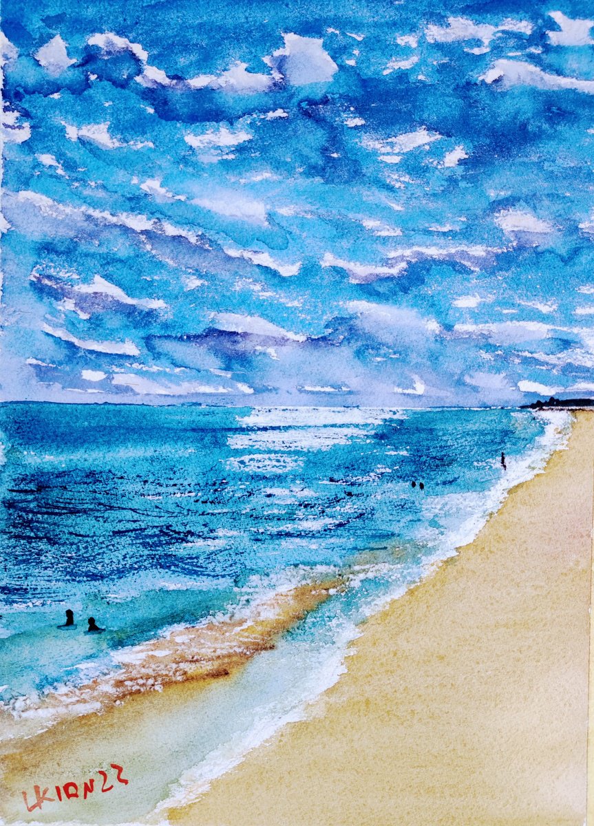 Impressionistic Landscape Watercolour By Leonid Kirnus, 10 X 14", The Horizon, Original Artwork