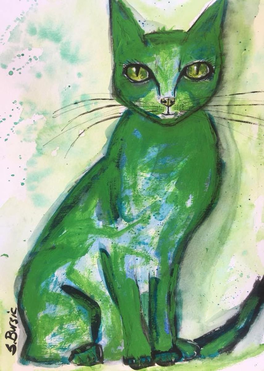The Green Cat with a smile.