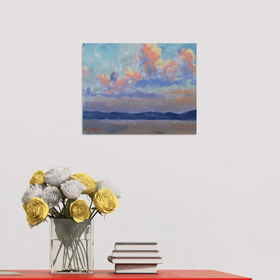 Seascape with big clouds