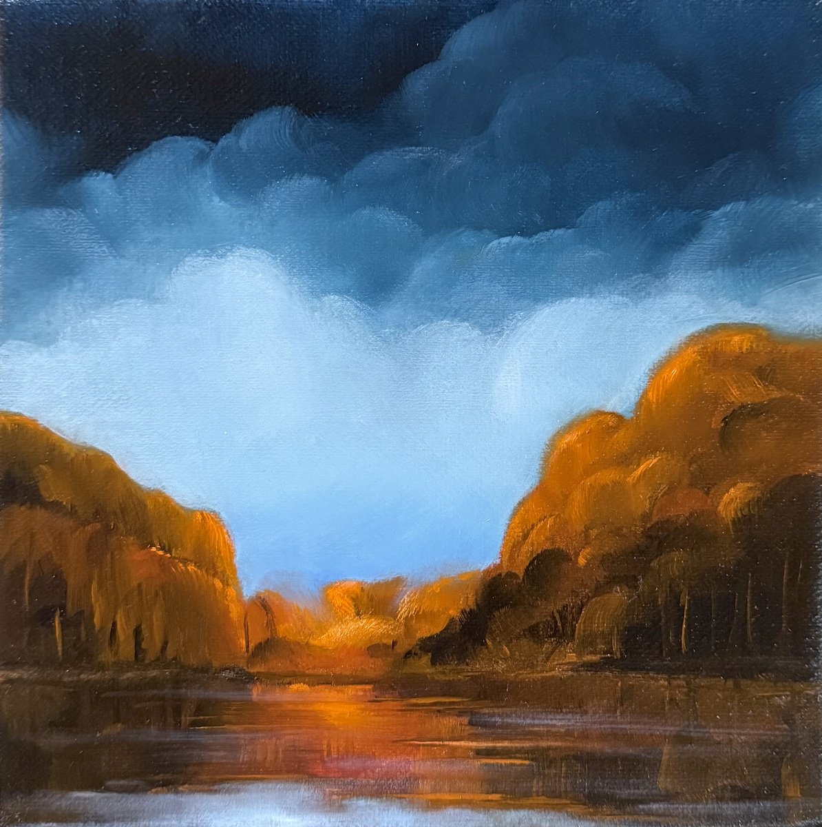 Impressionistic Landscape Oil Painting By Daiva Karaliute, 9 X 9, Autumn Symphony, Original Artwork