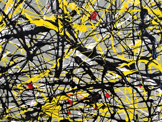 Abstract with Yellow and Black ( inspired by Pollock )