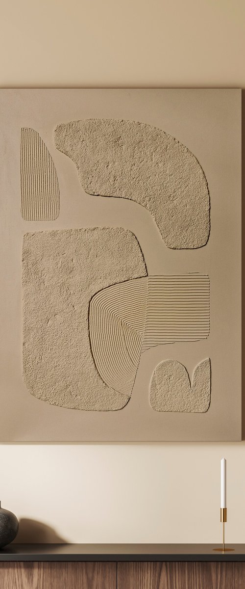 "Beige bay 2" Abstract high textured  art by Marine