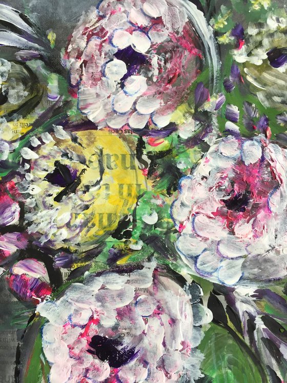 Flower Study III Acrylic on Newspaper Nature Art Flower Painting of Colour Floral Art Still Life 37x29cm Gift Ideas Original Art Modern Art Contemporary Painting Abstract Art For Sale Buy Original Art Free Shipping