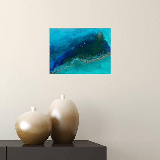Turquoise blue ocean abstract painting