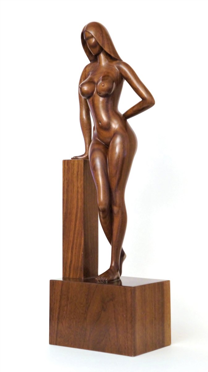 Nude Woman Wood Sculpture FIFTY SHADES OF BROWN by Jakob Wainshtein