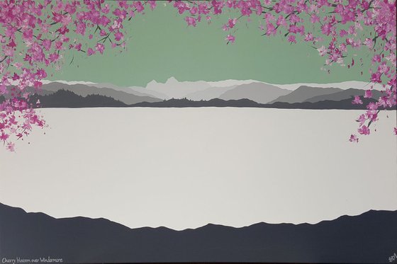 Cherry blossom over Windermere, The Lake District