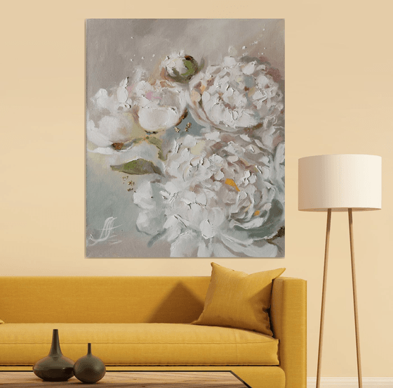 Peonies wall art, Floral Canvas - Peonies Original Art