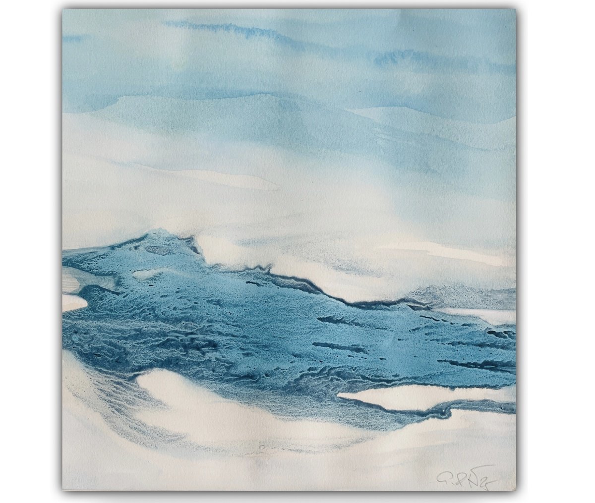 Abstract Landscape Watercolour By Gesa Reuter, 12 X 12, Flow Of Life, Original Artwork