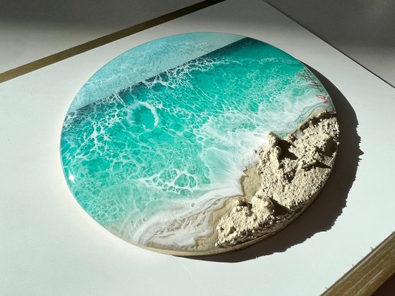 "Little wave" #14 - Miniature round painting