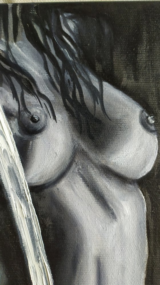 Hi, my dear! original nude erotic girl oil painting, gift art.