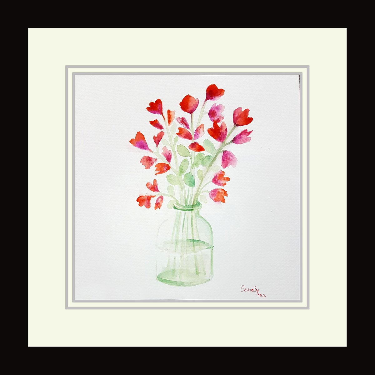 Botanical Watercolour By Sonaly Gandhi, 11 X 11", Flowers 12, Original Artwork