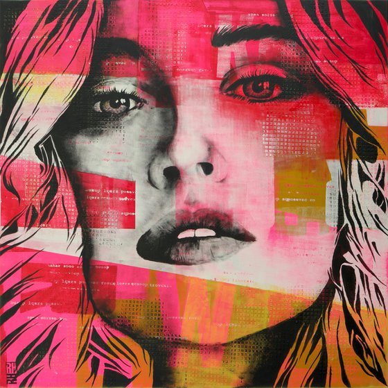 XL Portrait Painting - Pop Song - Pink Pop Art - 150x150cm - Ronald Hunter - 05J