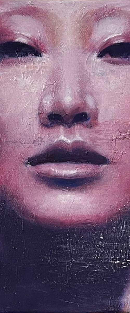 Soo Joo | blonde asian female contemporary portrait of model oil paint on canvas Painting by RKH by Renske Karlien Hercules