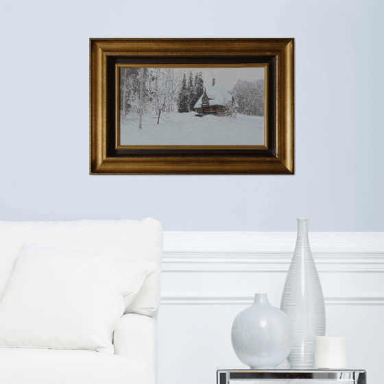 Teremok bathhouse in Abramtsevo in winter