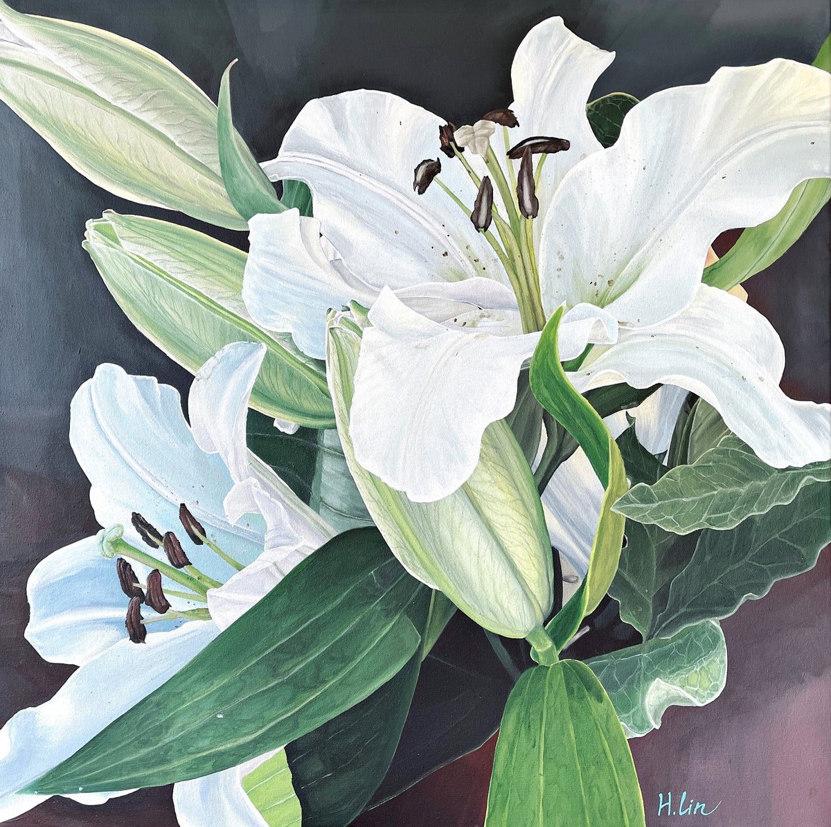 Photorealistic Still Life Acrylic Painting By Hsin Lin, 30 X 30, A Lifetime Companion, Original Artwork