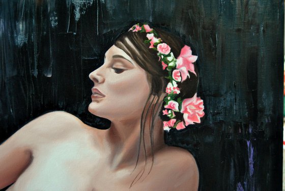 Nude with flowers