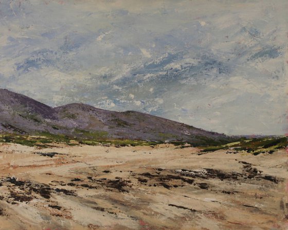 At low tide, near the Mourne Mountains.