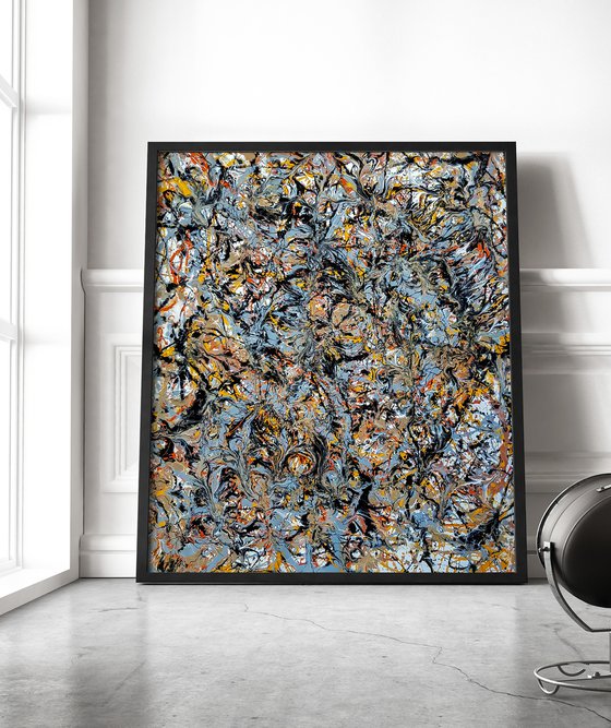 - Reflexion - Abstract expressionism JACKSON POLLOCK style oil, enamel on canvas.