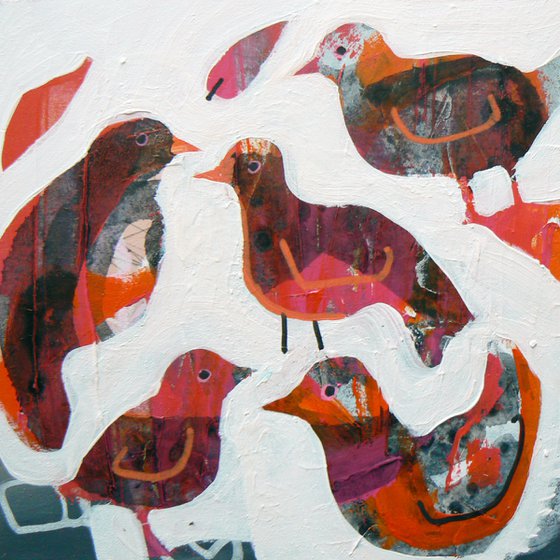 Framed ready to hang original painting - Fine feathered friends #3