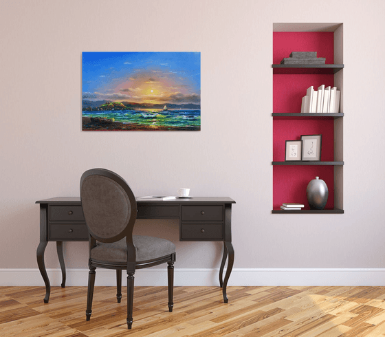 Lake Sevan (60x90cm, oil painting)