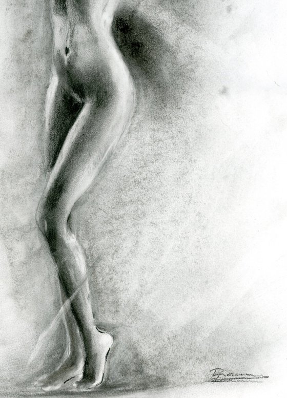 The attraction (11.7"x 16.5") Charcoal drawing