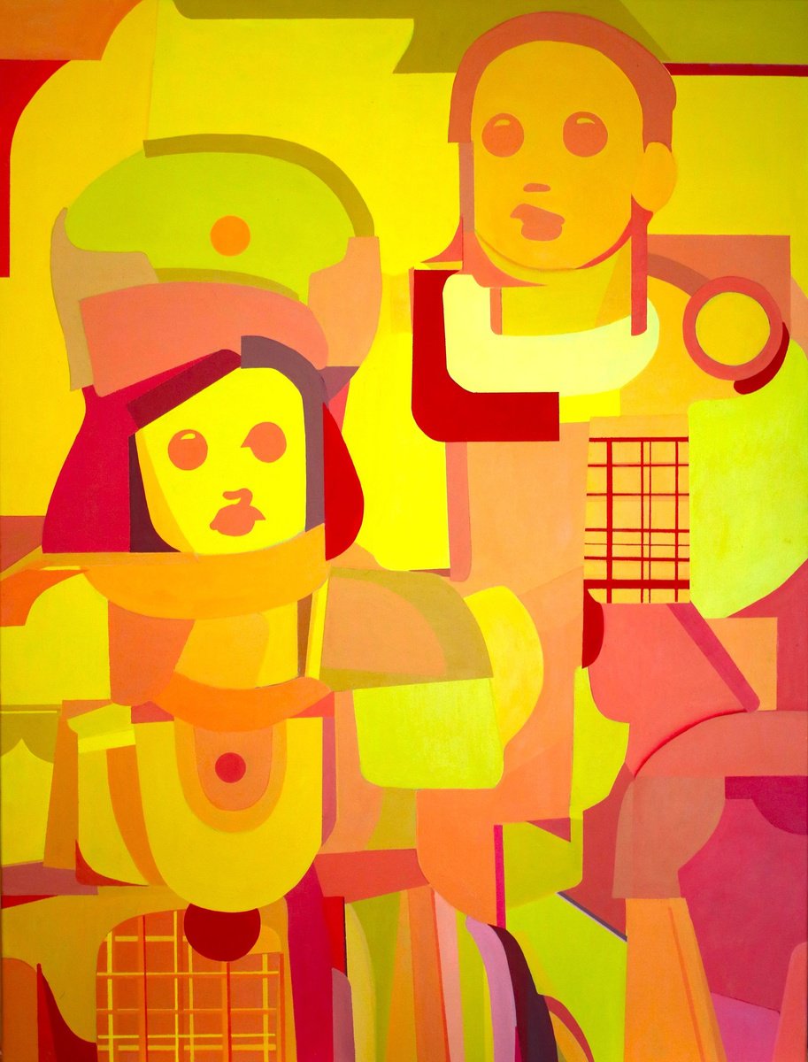 Impressionistic Portrait Acrylic Painting By Vast Swamp, 24 X 32", Couple, Original Artwork