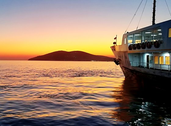 Sunset and Ferry Boat