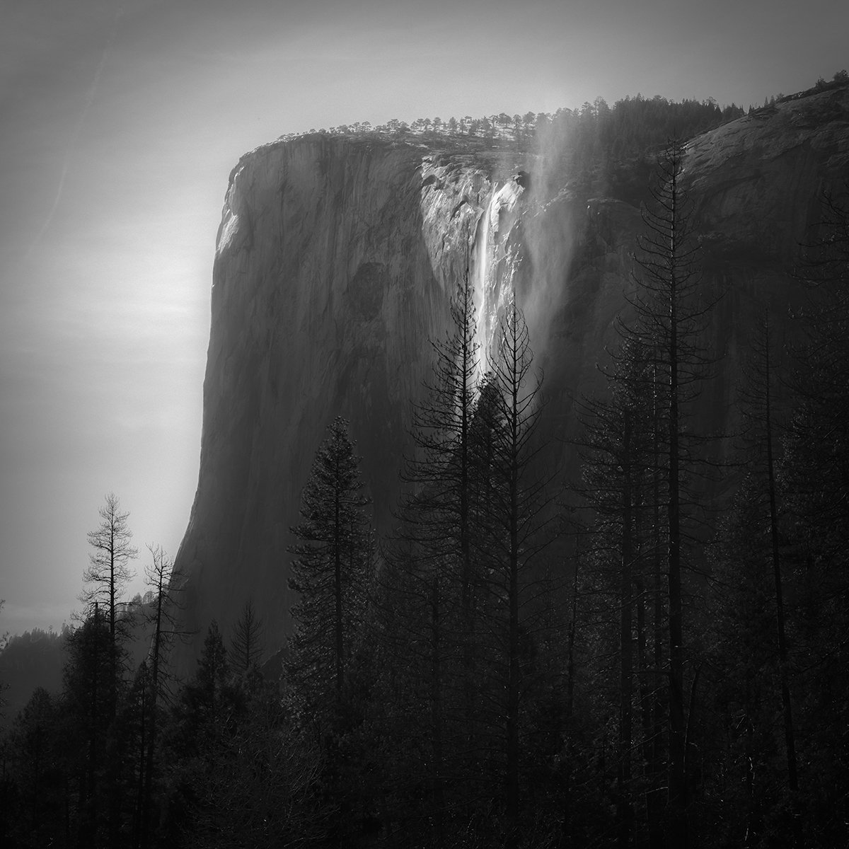 Photorealistic Landscape Photograph By Nick Psomiadis, 35 X 35", Horsetail Falls, Original Artwork