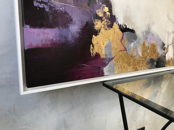 "Flash" Abstract purple gold acrylic art