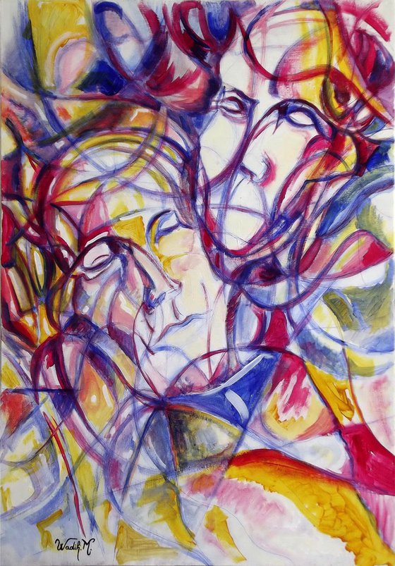 TWICE IN SOUL - Abstract figures- Modern painting - 70x50cm