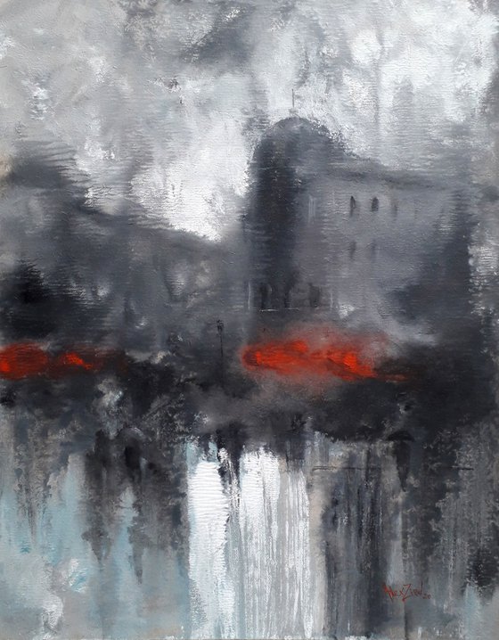 Rain city. Abstract painting