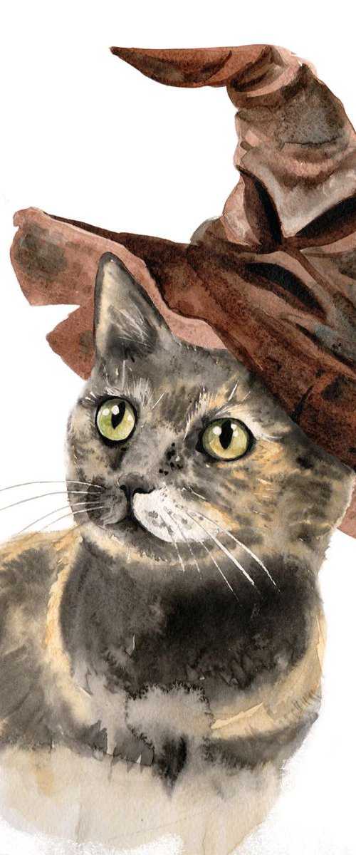 Lady-cat named Hermione by Olga Beliaeva Watercolour