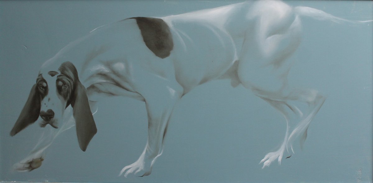 Animal Oil Painting By Nicoletta Bagatti, 35 X 19", Divergente 4, Original Artwork