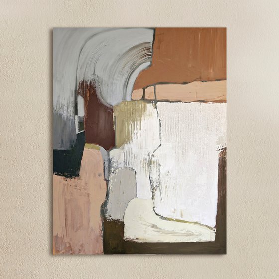 "Eclipse 2" Brown gray rust abstract art